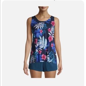 SECRET TREASURES Womens Sleep Top Size 4X 26 W-28W Navy Floral Rayon Spandex New